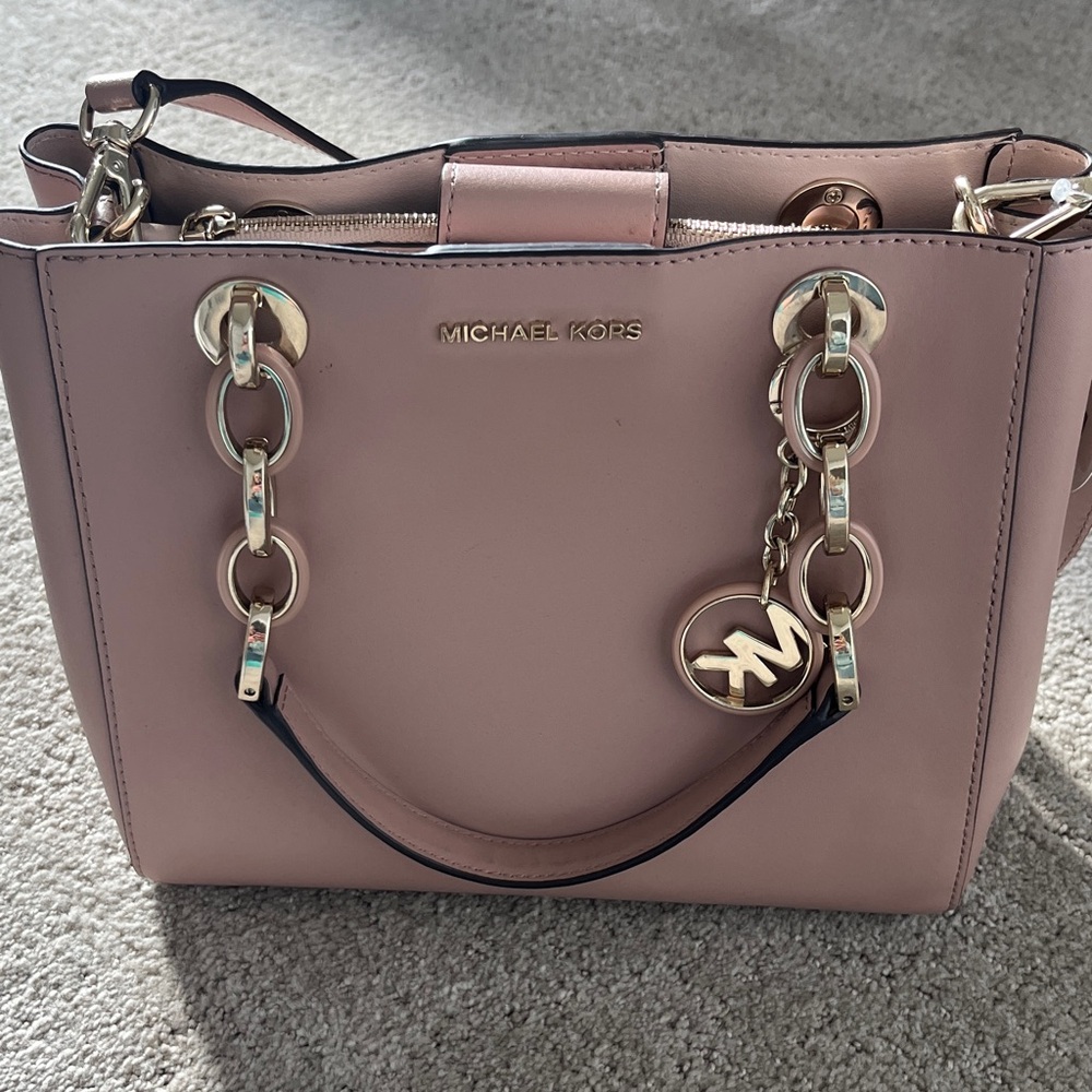 Michael Kors Blush Shoulder Bag with Gold Accents
